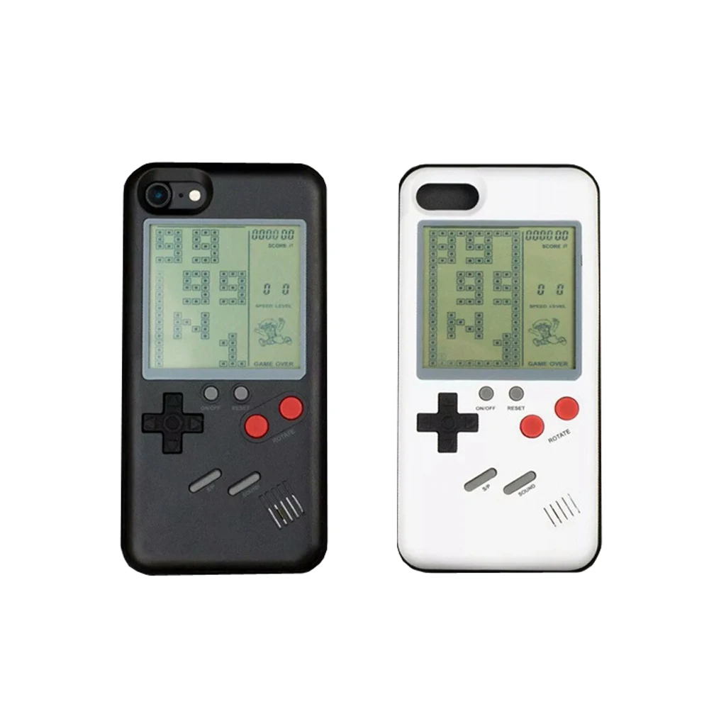 

Nostalgia Tetris Game Consoles Mini Handheld Game Players Built-in 26 Games Phone Case For Iphone X 6s 7 8 Plus Gift