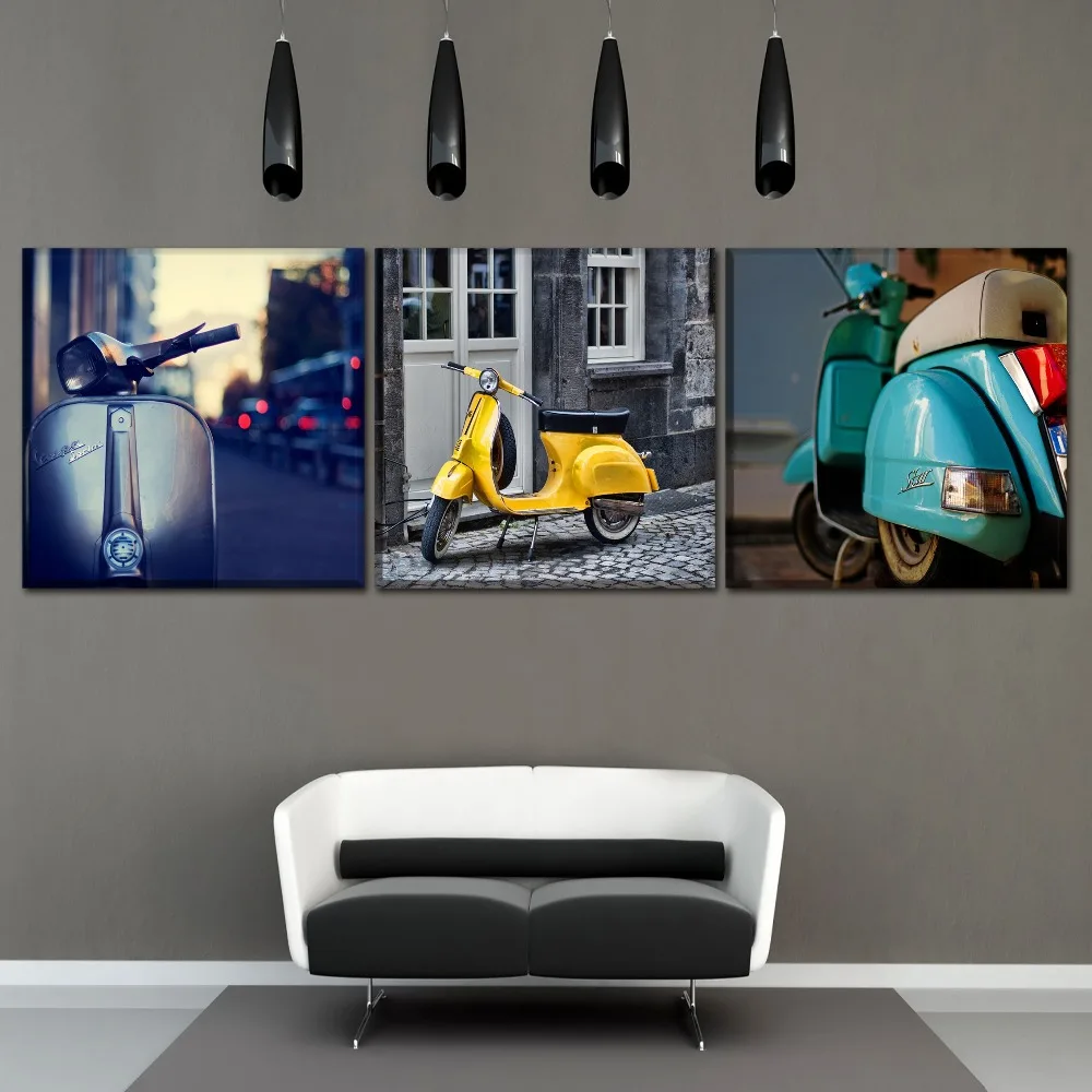 

Canvas Printed Poster Home Decorative Bedroom 1Pcs/3Pcs Vehicles Scooter Modular Pictures Wall Art Framework Modern Artwork