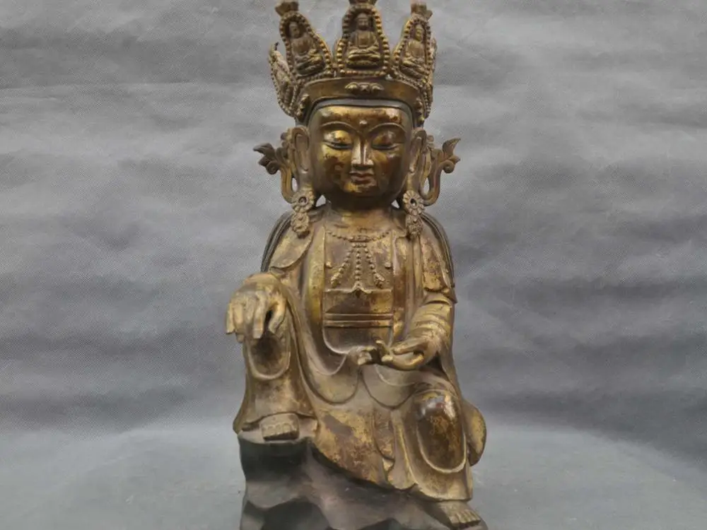 

16'' China Tibetan Buddhism Guanyin Kwan-yin Bodhisattva Bronze Statue #1