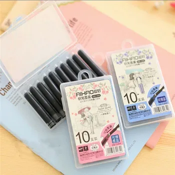 

10Pcs/lot Luxury Black Blue Portable Ink Cartridge for Fountain Pen Writing Accessories Ink Sac Free Shipping