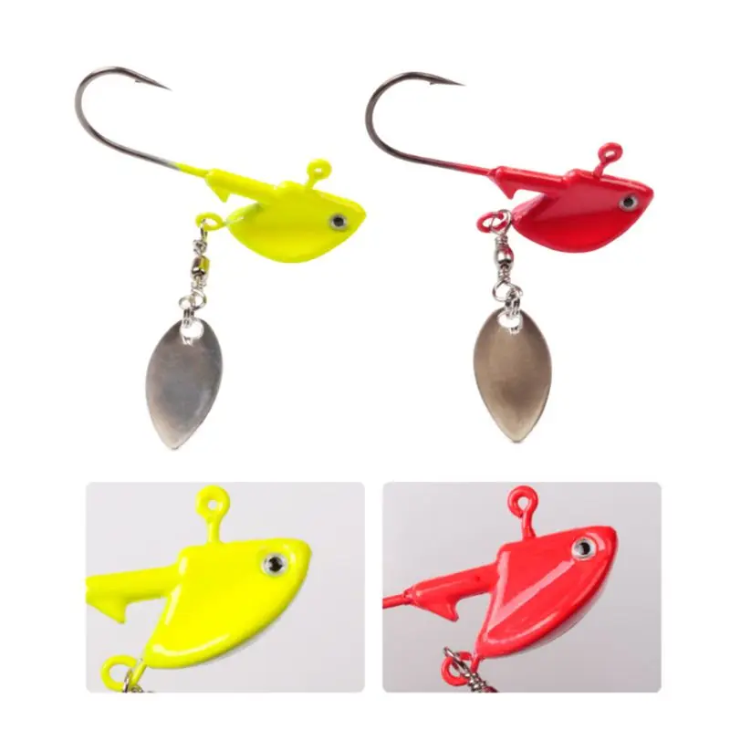 

1 Pc Colorful Fish-type Lead Hook With Rotating Sequins Soft Insect Lithe Bait Special Hooks