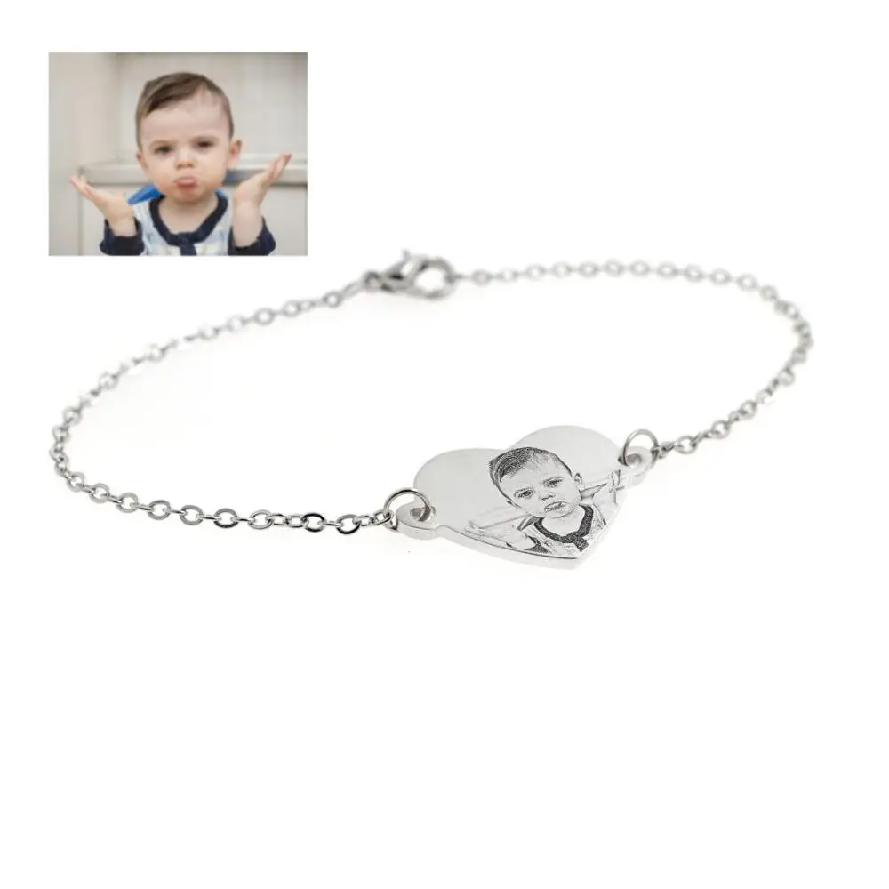 Персонализированный браслет с фото Персонализированное изображение ювелирные изделия на заказ фото Шарм браслет подарок для мамы подарок на день матери
