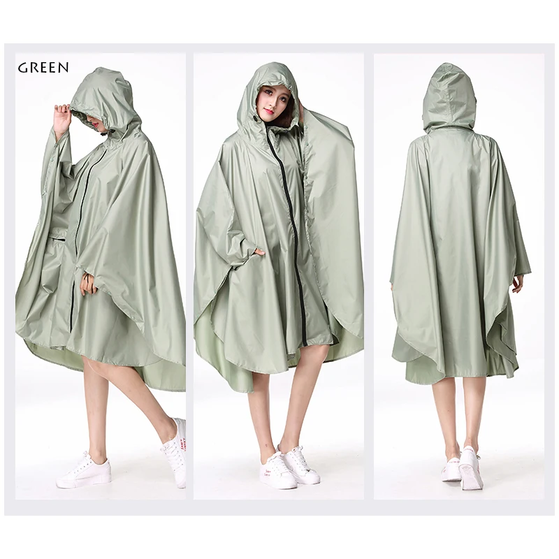 Freesmily women's fashion raincoat waterproof poncho Cape raincoat lightweight portable travel hiking trial