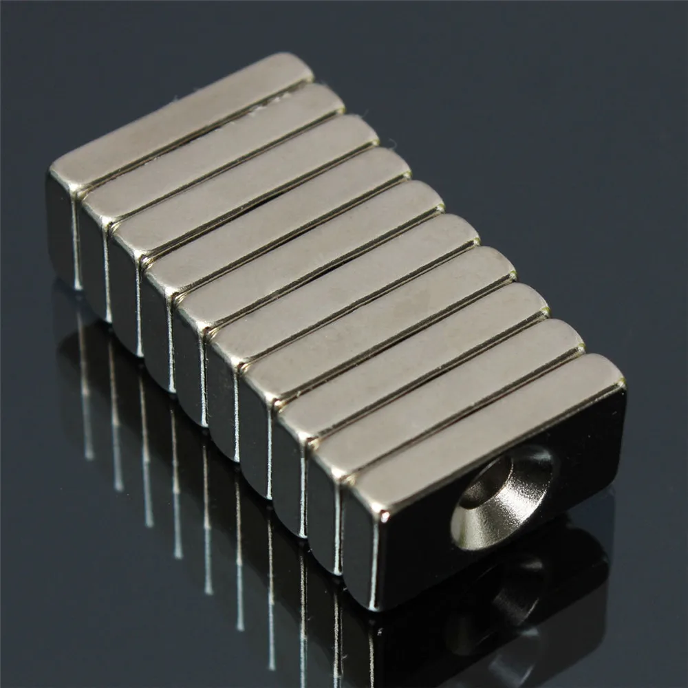 20 шт. 20x10x4 мм отверстие 4 мм Сильные Магниты редкоземельные неодимовые N52 квадратный мощный постоянный магнит трудно отделить