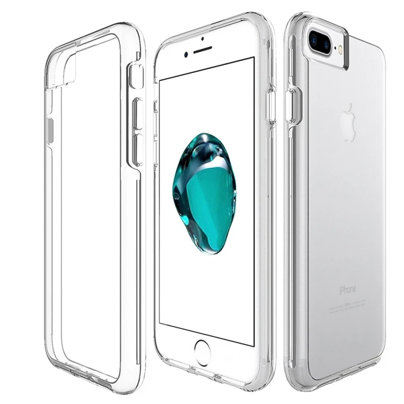 

Haweel For iPhone 8 plus Silicone Case Cover PC TPU Chrome Plated Press Button Transparent Protective Cover For iPhone 7plus