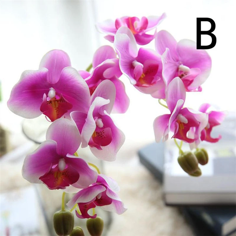  Wedding Colorful Artificial Fake Silk Flower Phalaenopsis Butterfly Orchid Waterproof beautiful Decor hot sale C0312#30        06