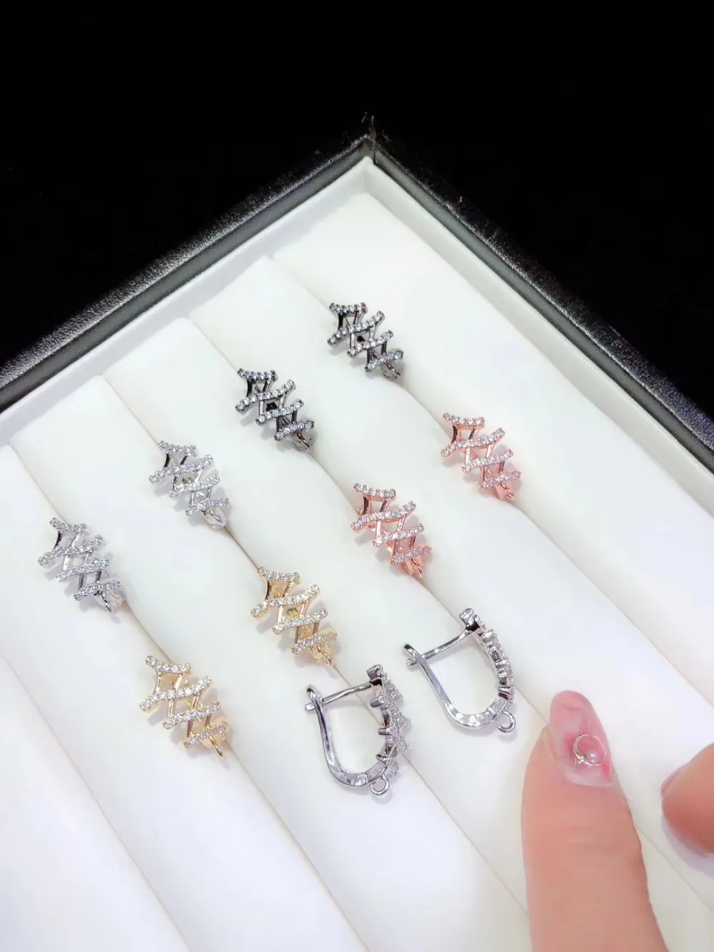 

Y461 1 Pair Golden plated Paved CZ Cubic Zirconia Necklace Earrings Back Jewelry Connector DIY Fine Jewellery Making