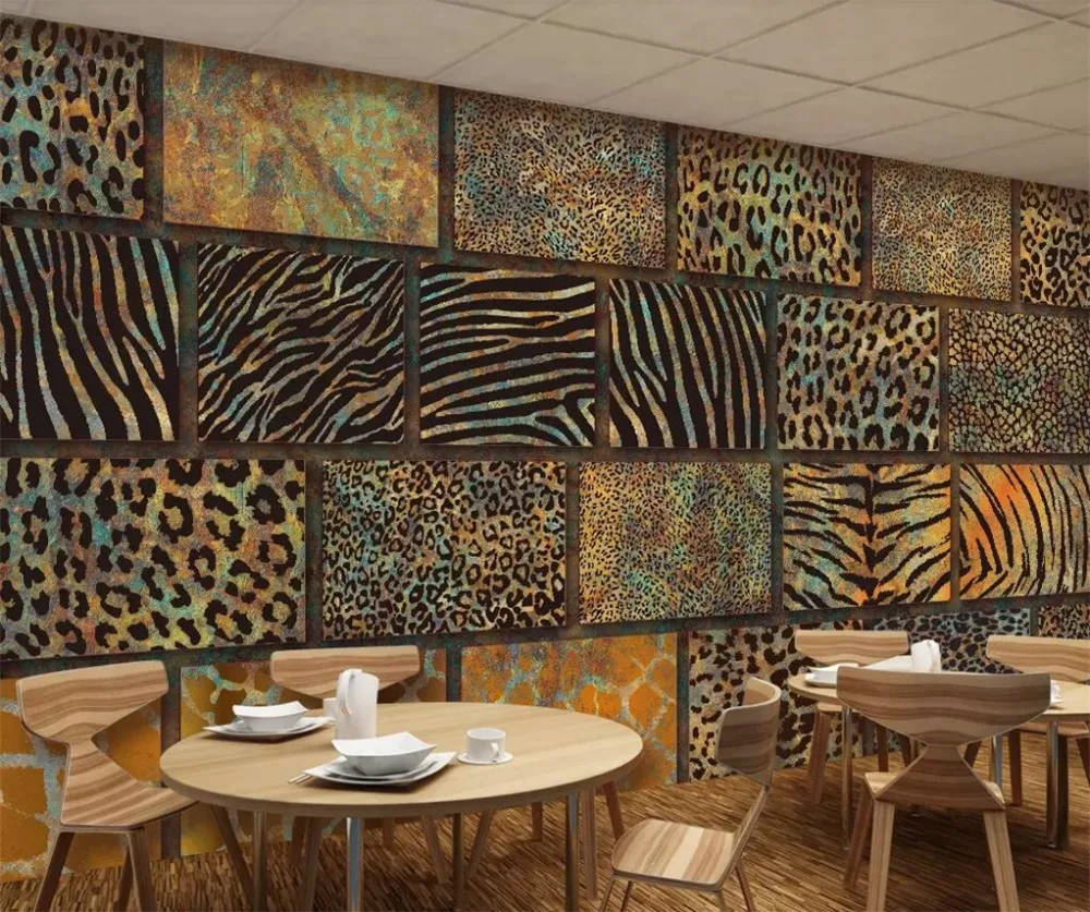 Beibehang カスタム Papel デ Parede 3d 壁紙動物ファーの質感 Leopard のレトロなレストランバーの背景の壁の紙 3d 壁画 Wallpaper Mural 3d Wall Paperbackground Wallpaper Aliexpress