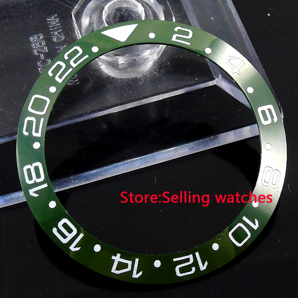 

39.8mm ceramic green olive bezel insert for 43mm sub GMT mens watch