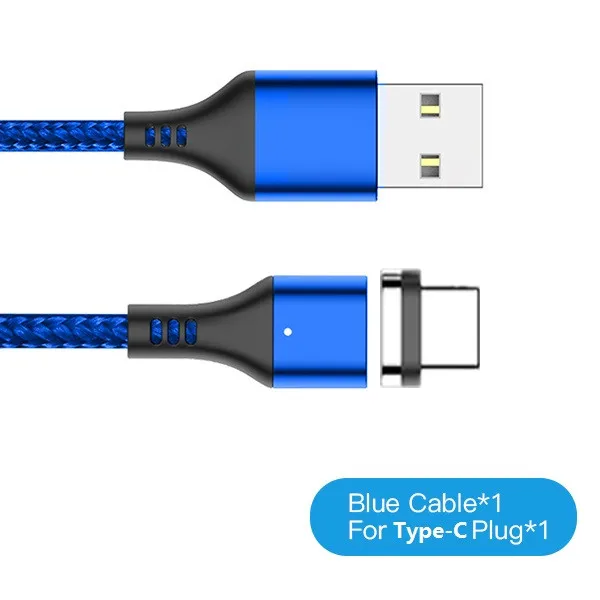 ACCEZZ 3A Быстрый Магнитный зарядный кабель для iPhone X XR XS 6 7 8 Plus samsung Xiaomi Micro usb type-C Магнитный зарядный кабель для передачи данных - Цвет: Blue Type-c 1plug
