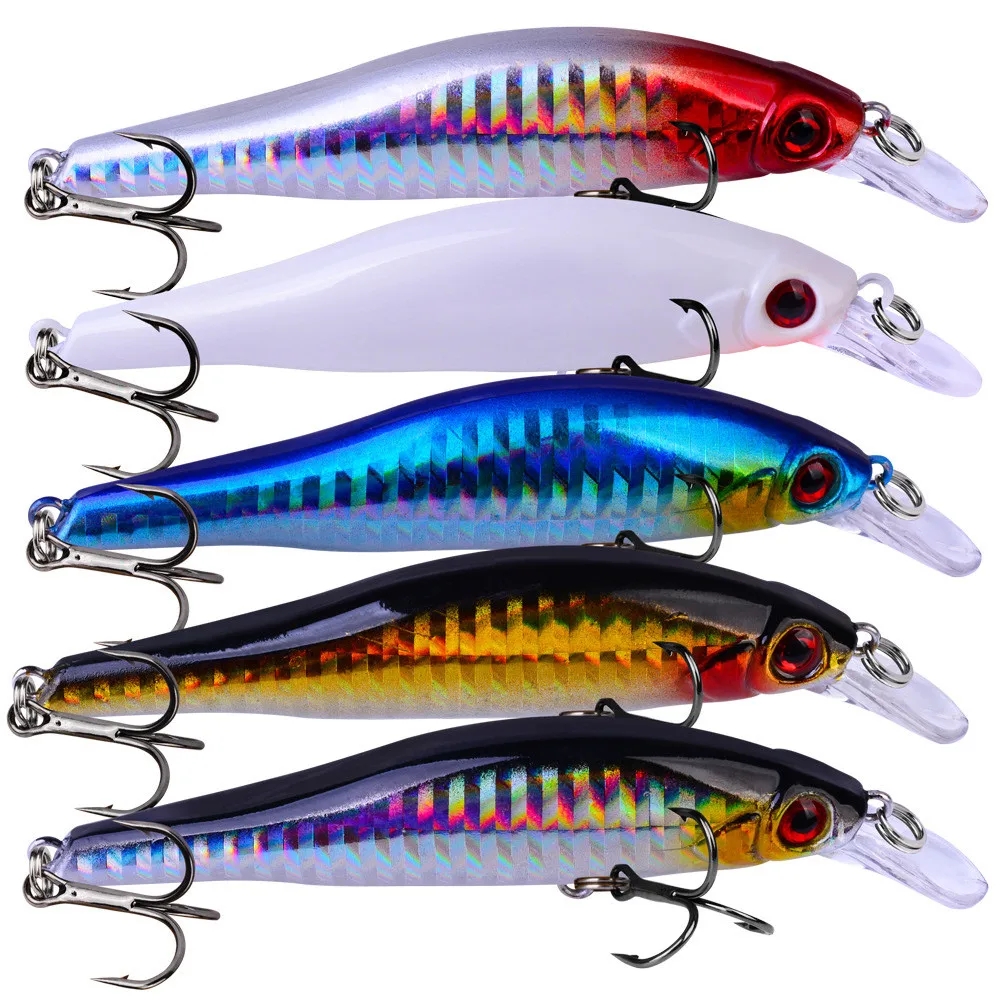1PC Fishing Lures 9.8cm Plastic Hard Bass Baits 5 Colors Minnow Lures