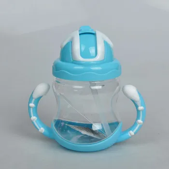 

320ml Baby Bottle Kids Cup Silicone Sippy Children Training Cups Baby Drinking Water Straw Handle Feeding Bottle
