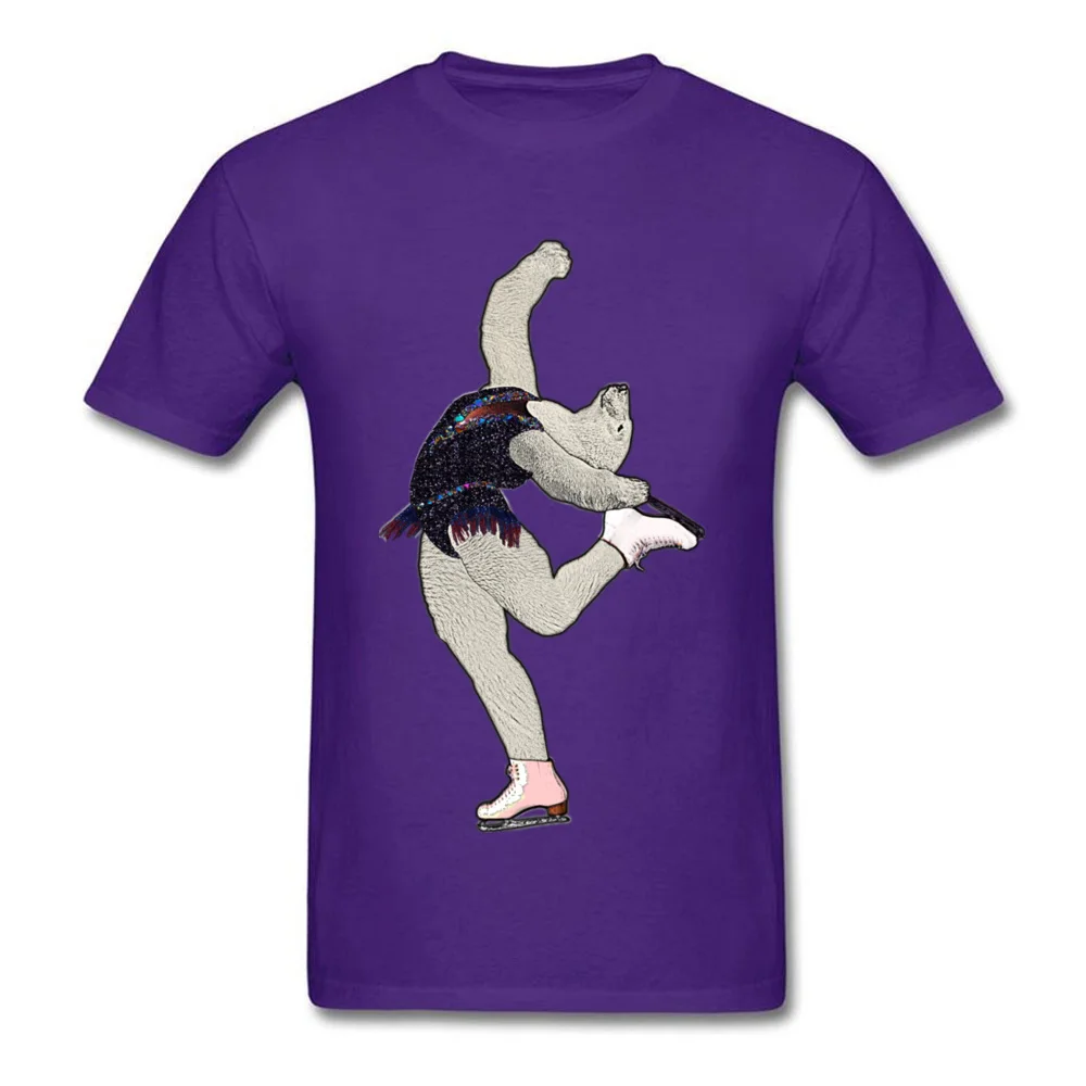 Bear Ice skating 2018 Birthday Tops & Tees O-Neck Pure Cotton Short Sleeve Top T-shirts for Men Tee Shirts Summer Fall Bear Ice skating purple