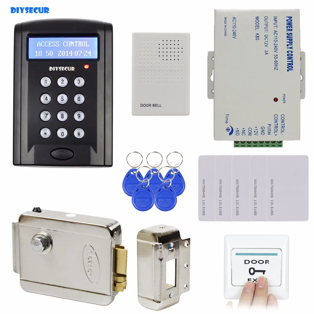 DIYSECUR RFID Клавиатура контроль доступа к двери Система безопасности комплект+ электронный дверной замок для домашнего офиса B100
