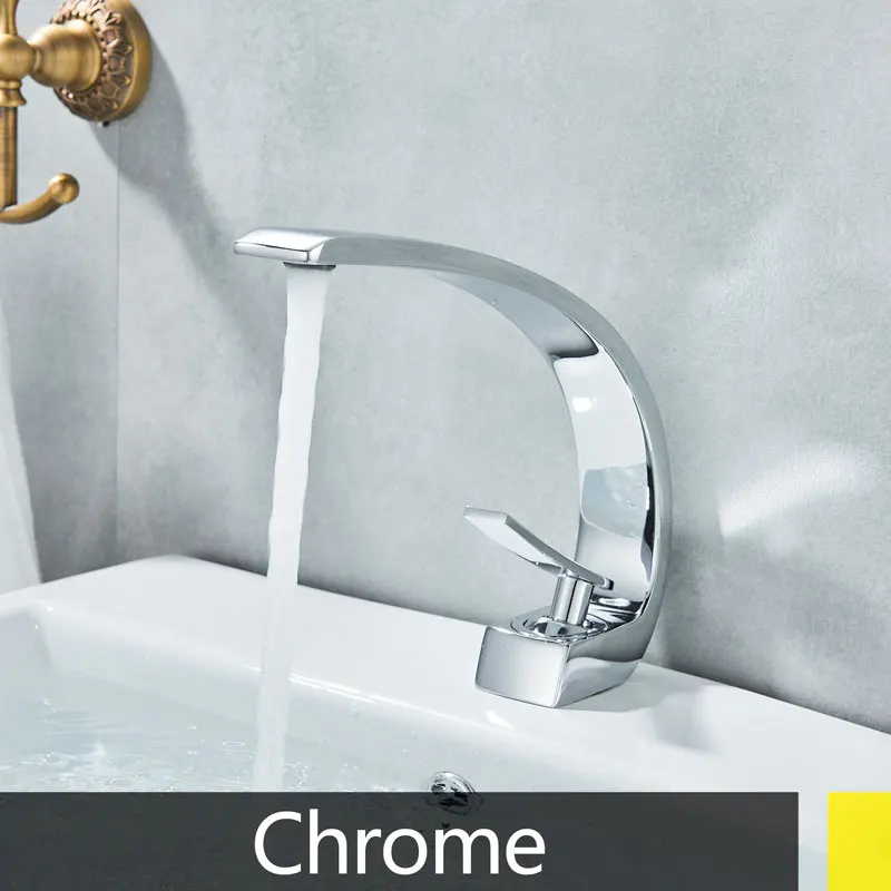 Смеситель для ванны, латунный хромированный кран, щетка, никелевый смеситель для раковины, смеситель для раковины, кран для ванной комнаты, кран для горячей и холодной воды - Цвет: Chrome