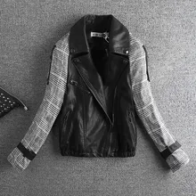 Куртка женская с длинным рукавом Короткая однотонная длина отложной воротник молния свободная стандартной толщины Офисная Леди