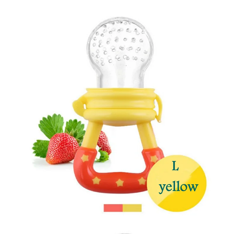 Соска для безопасного кормления малышей, соска-пустышка для фруктов и овощей, устройство для кормления детей, соска, инструмент для свежего питания - Цвет: Yellow L