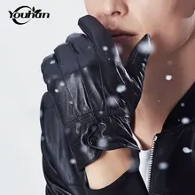 YOUHAN New Designer Luxury Mens Gloves High Quality Sheep Skin Mittens Warm Winter Gloves for fashion Male Glove