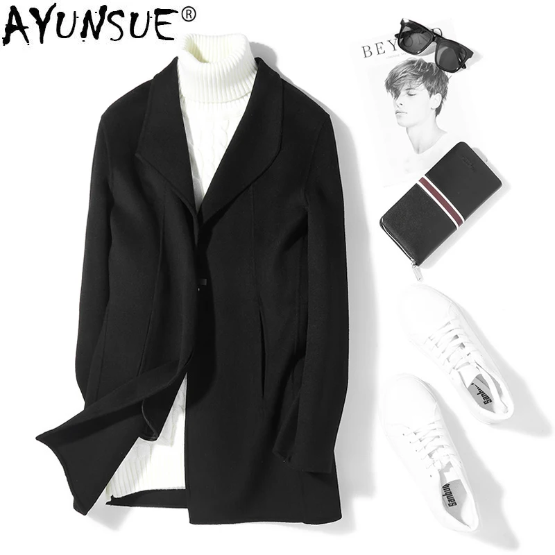 Ayunsue Double Abrigo Manteau Manteaux Hombre Hommes De Et Laine Long Kj1490 Black face Vestes Maison Printemps Automne XlwkTZOPiu