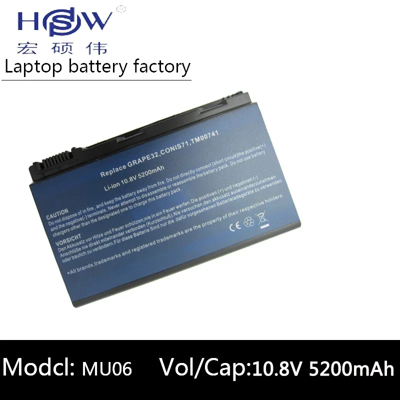 HSW 5200 мАч Батарея CONIS71 для ACER Extensa 5210 5220 5230 5420 5610 5620 5630 7220 7620 TravelMate 5230 5320 5520 5530 5710