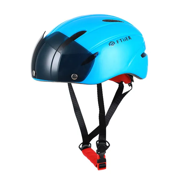 Унисекс матовый TT дорожный велосипедный шлем очки велоспорт гоночный велосипед спортивный защитный шлем TT in-mold дорожный велосипед велосипедные очки шлем - Цвет: Синий
