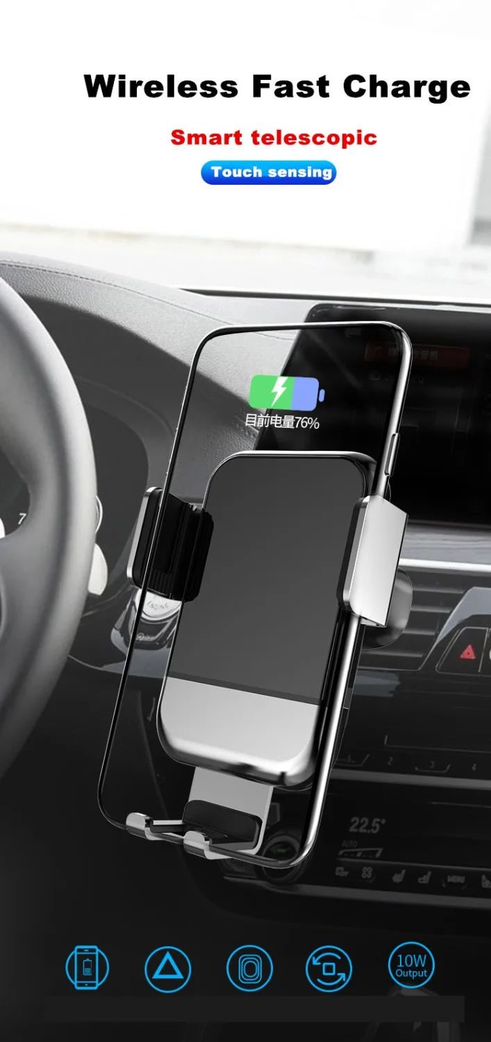 

EGEEDIGI Qi Quick Car Wireless Charger For iPhone Xs Max samsung S10 S9 Xiaomi Huawei Fast Wirless Charging Car Phone Holder