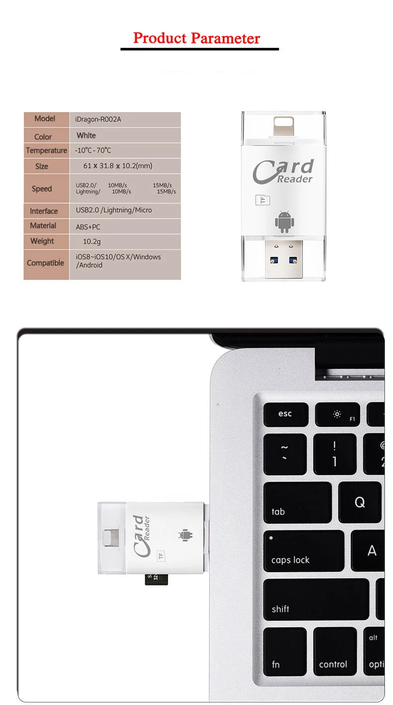 Aokin 3 в 1 Многофункциональный ОТГ TF Card Reader Lightning/Micro SD Card reader для IOS iPhone Android-смартфон