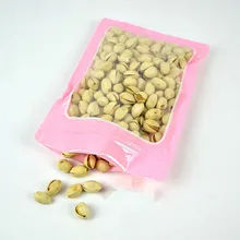 Розовая пластиковая Нижняя сумка на молнии герметичная пищевая сумка, Гайка Упаковка фасоли упаковочная сумка 14 см* 20 см 50 шт