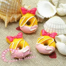 Милая Смола пончик с бантом муляж еды кабошон плоское основание украшения 50 шт./лот 25 мм