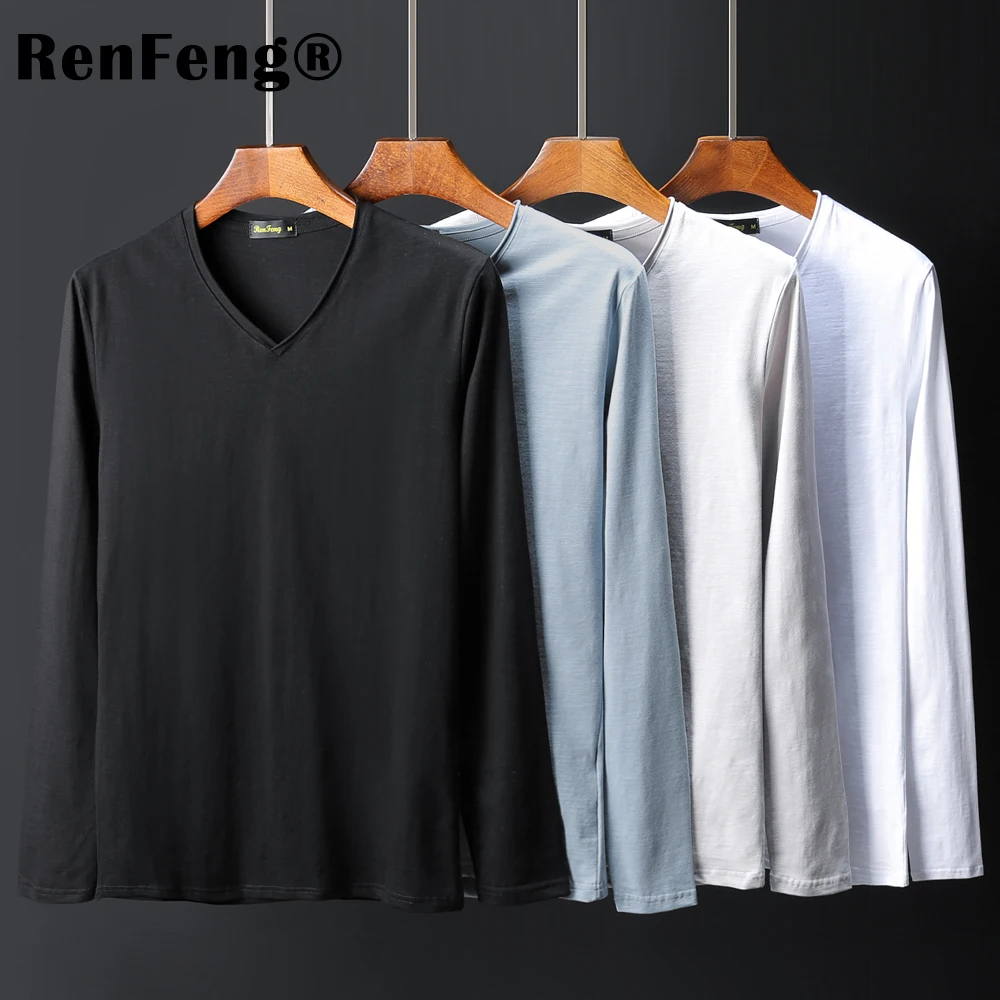 Bamboo Fiber Hot Sale New spring high-elastic cotton Underwear men's long sleeve v neck tight t Undershirts men shirts (1)