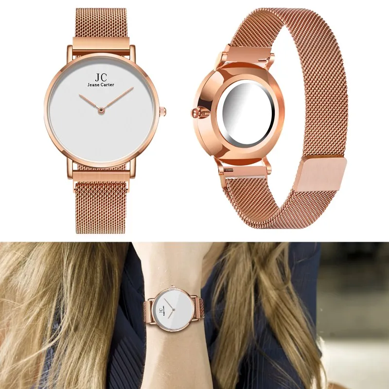 

Dropshipping Minimalist Women Watches Mesh Magnet Buckle Watch Brand Luxury Rose Gold Ladies Quartz Watch Relogio Feminino Hot