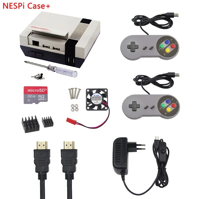 Для Raspberry Pi 3 NESPi чехол плюс Raspberry Pi классический NES пластиковый ящик с безопасным выключением для Raspberry Pi 3 Модель B 3B Plus - Цвет: Bundle 4