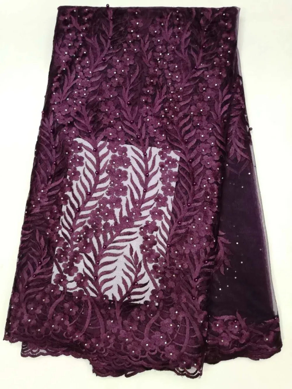 

Tulle Lace Hot Sale French Lace with Stones Beads Lace Fabric For Wedding Nigerian Newest Design 5yd A lot Fabrics