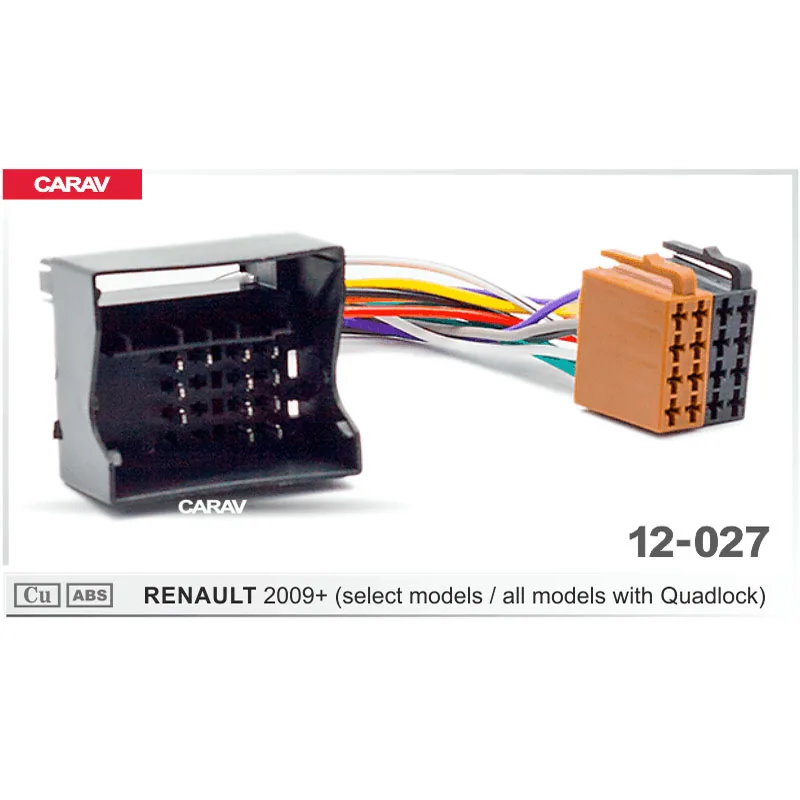 Радиоприемник CARAV 12 027 ISO для RENAULT (выбор моделей всех с Quadlock) проводка F образный