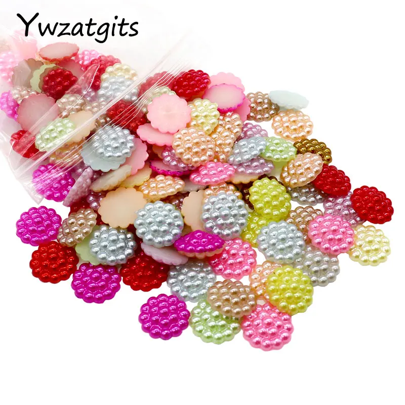 

ywzatgits 24pcs 13mm Imitation Pearls Half Round Flatback Flower Beads Wedding Cards Embellishments DIY Decoration 005008021