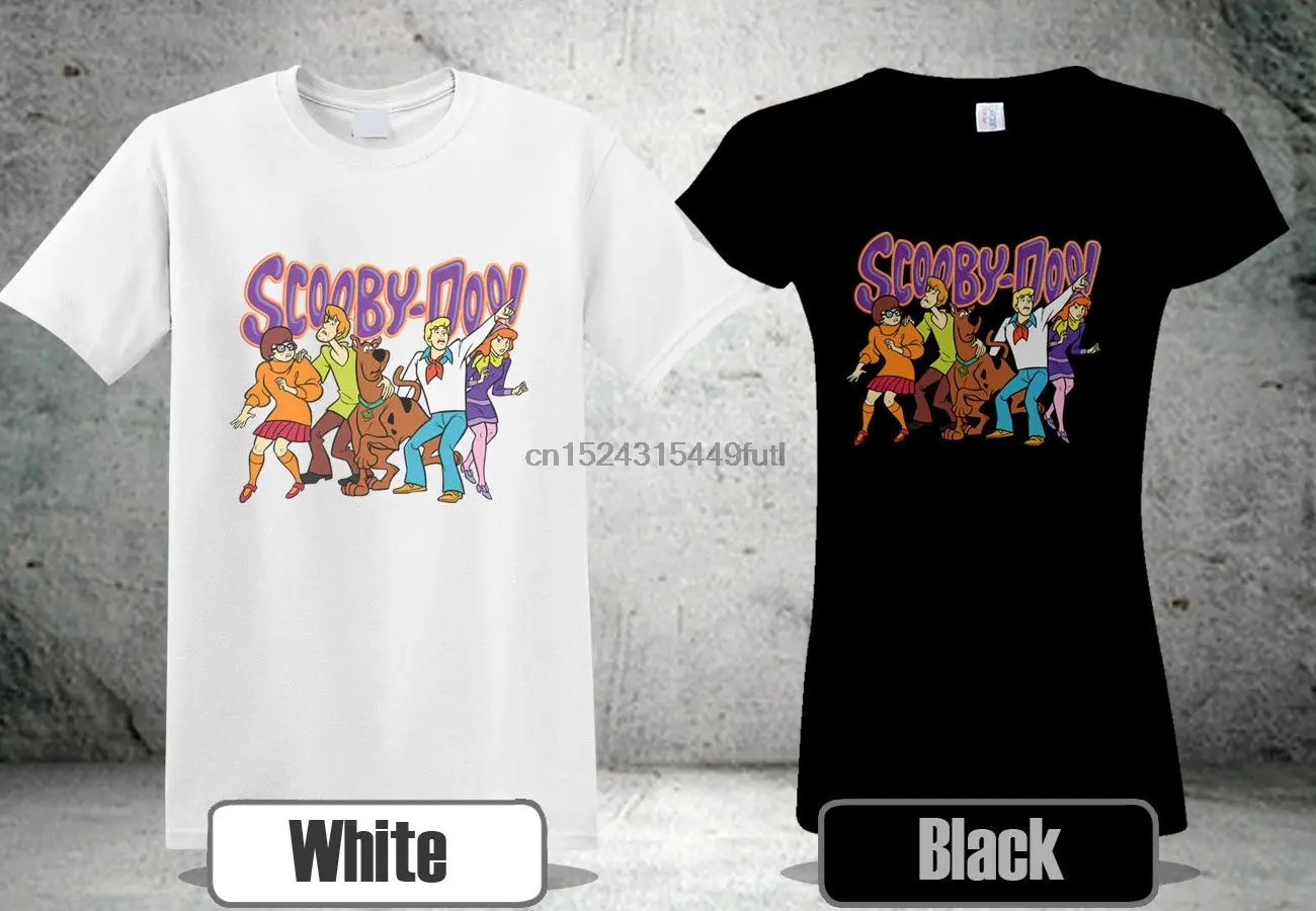 

Scooby Doo T-Shirt Character Team BlackWhite Cool Colour Tee Shirt 3