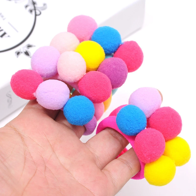 6Pcs Hot Sale New Cute 3 Balls Elastics Hair Holders Bands Gum Fashion Kids Candy Rubber Bands