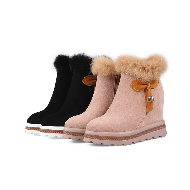 Botte Bout Chaussures Talons 2018 Bottines Fourrure Nouveau Plateforme Noir Li Cales Mao Femmes Femme Dames Chaud pink Hauts Black Pointu Wetkiss Li 8vm0Nnw