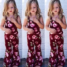 Новые красные платья в цветочек в виде комбинезона для детей; летнее платье для девочек с цветочным узором; без рукавов Рабочий Комбинезон для малышей, детская повседневная одежда Лидер продаж для детей от 1 до 6 лет