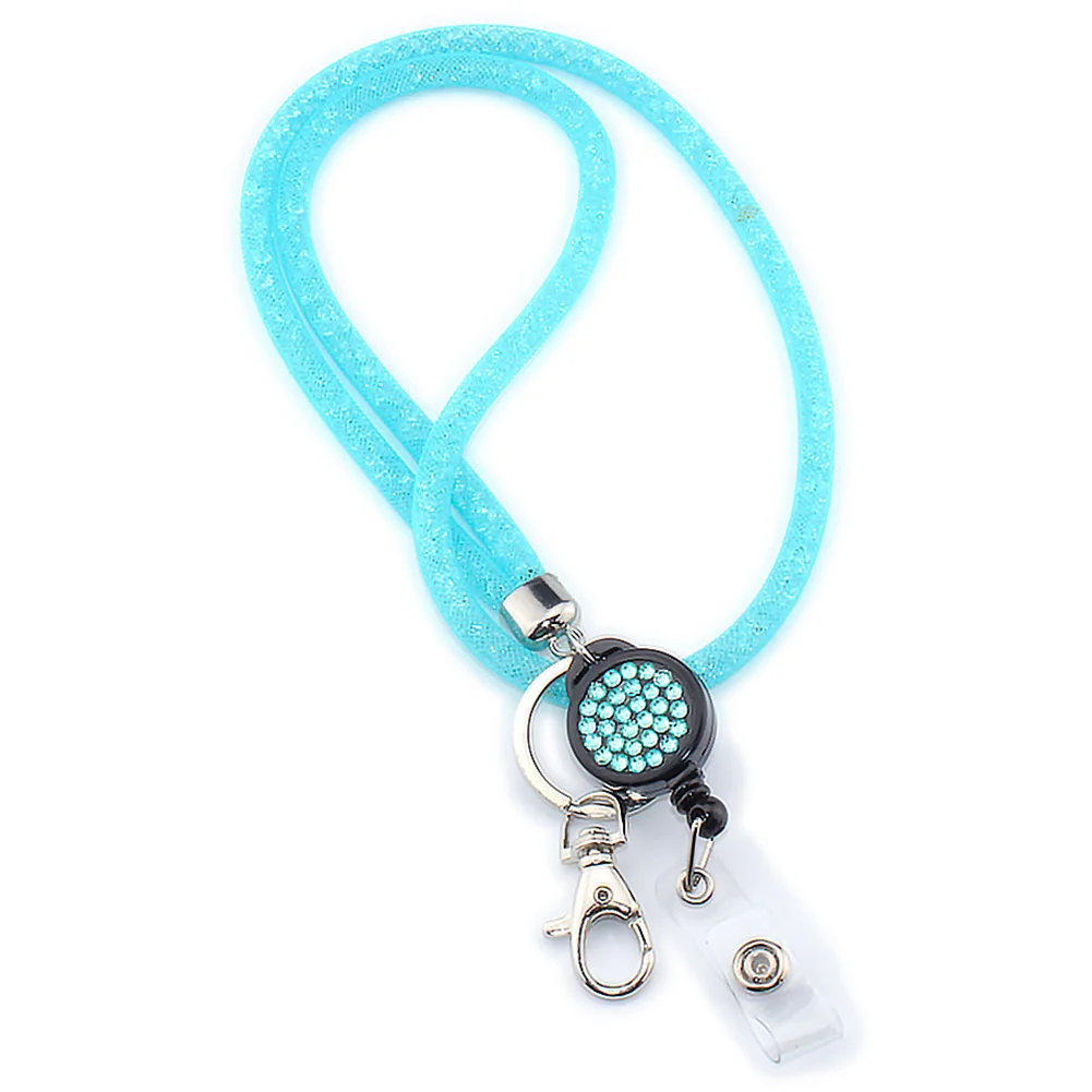 Легкая камера кристалл держатель мобильного телефона сетка ожерелье значки офис Висячие веревки для мобильных телефонов брелок шнурок#2 - Цвет: Blue