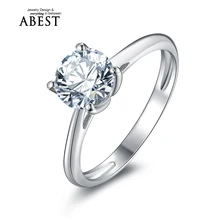 Clásico Corte Redondo SONA NSCD Diamante Simulado Anillo de Bodas Solitario Anillo de Compromiso de Plata de Ley 925 Anillo De Bisutería de moda