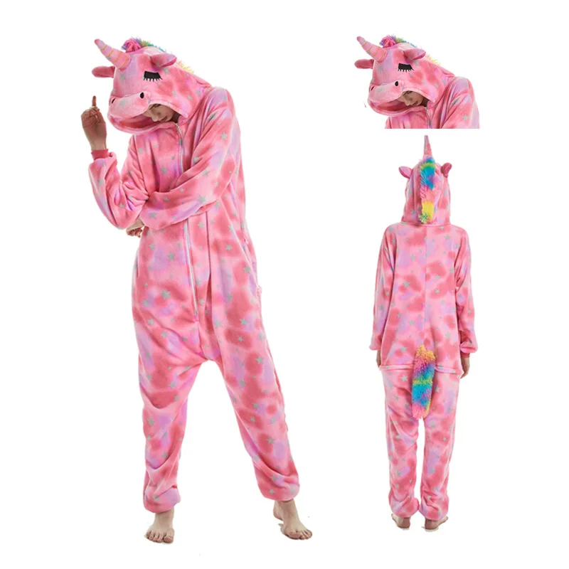 

Winter Adult Anime Kigurumi Onesie Unisex Cosplay Animal Costumes Cartoon Jumpsuits Sleepwear Warm Hooded female clothing