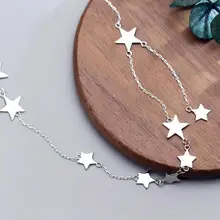 Женские Настоящее 925 пробы серебряные ювелирные изделия полированные звезды кулон чокер короткое ожерелье GTLX1626