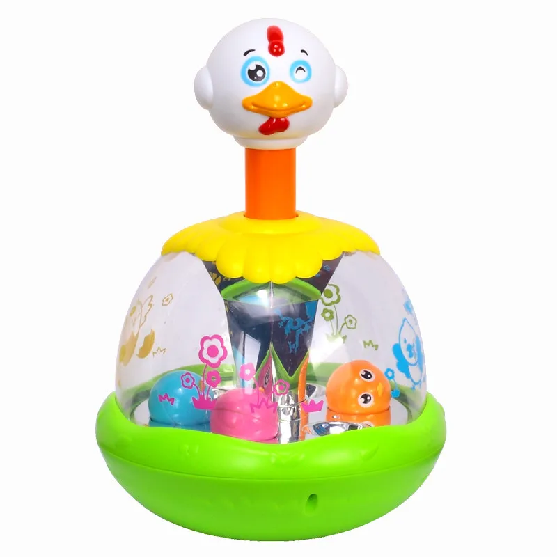 

Cheap Baby Toys Push and Spin Carousel Chicken Toy Hen Jumping With Music Early Development Kawaii Kids Toys for children