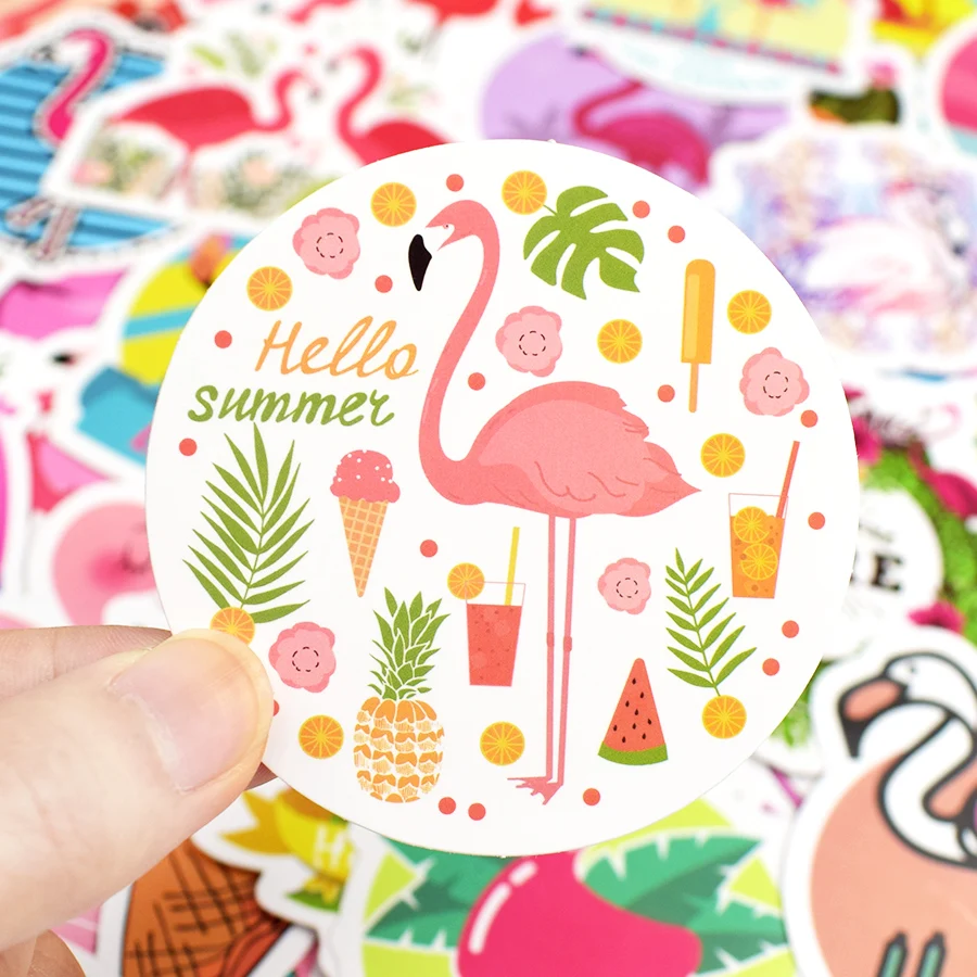 50 PCS Flamingos Sticker Lovely Dream Cartoon Girl Stickers for Kids DIY Notebook Luggage Bicycle Fridge Guitar Laptop Stickers