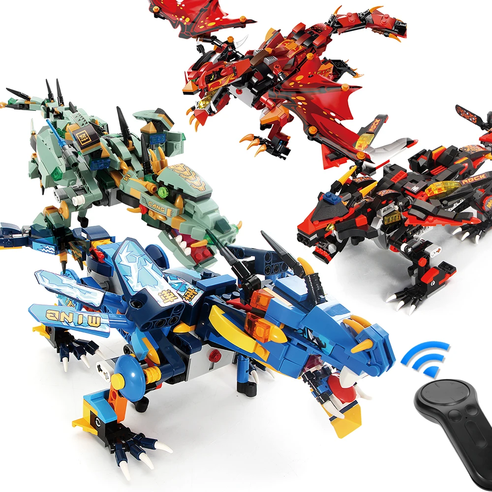 

RC blocks Dragon Compatible Yeshin The Thunder Dragon Model For Children Lord War Dragon Set Building Bricks Electric Toys