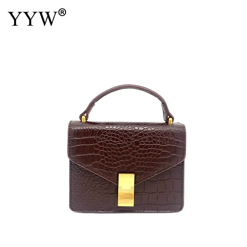 التمساح بو الجلود الإناث Crossbody حقيبة المرأة المغلف حقائب البني حقائب الكتف للنساء 2018 جديد الأعلى مقبض حقيبة