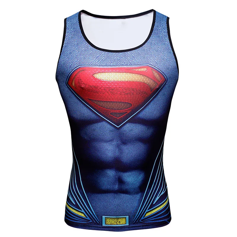 Image Superhero Singlets Superman Tank Tops Bodybuilding Vest Sport Tank Tops Batman Spiderman Male Tank Tops