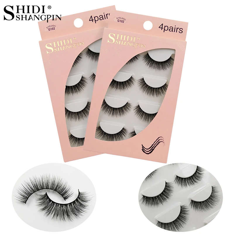 

SHIDISHANGPIN 4 Pairs Mink Eyelashes Cilios Mink Volume Fake Eyelashes 3d Mink Lashes Makeup Natural False Eyelashes Maquiagem