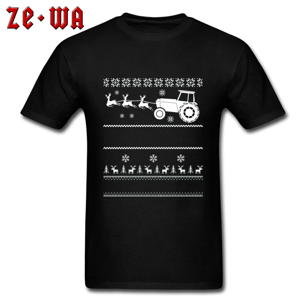 Christmas Farmer Ugly Christmas 4738 T-Shirt Casual Short Sleeve Coupons O-Neck Cotton Tops Shirt T Shirt for Men Summer/Fall Christmas Farmer Ugly Christmas 4738 black